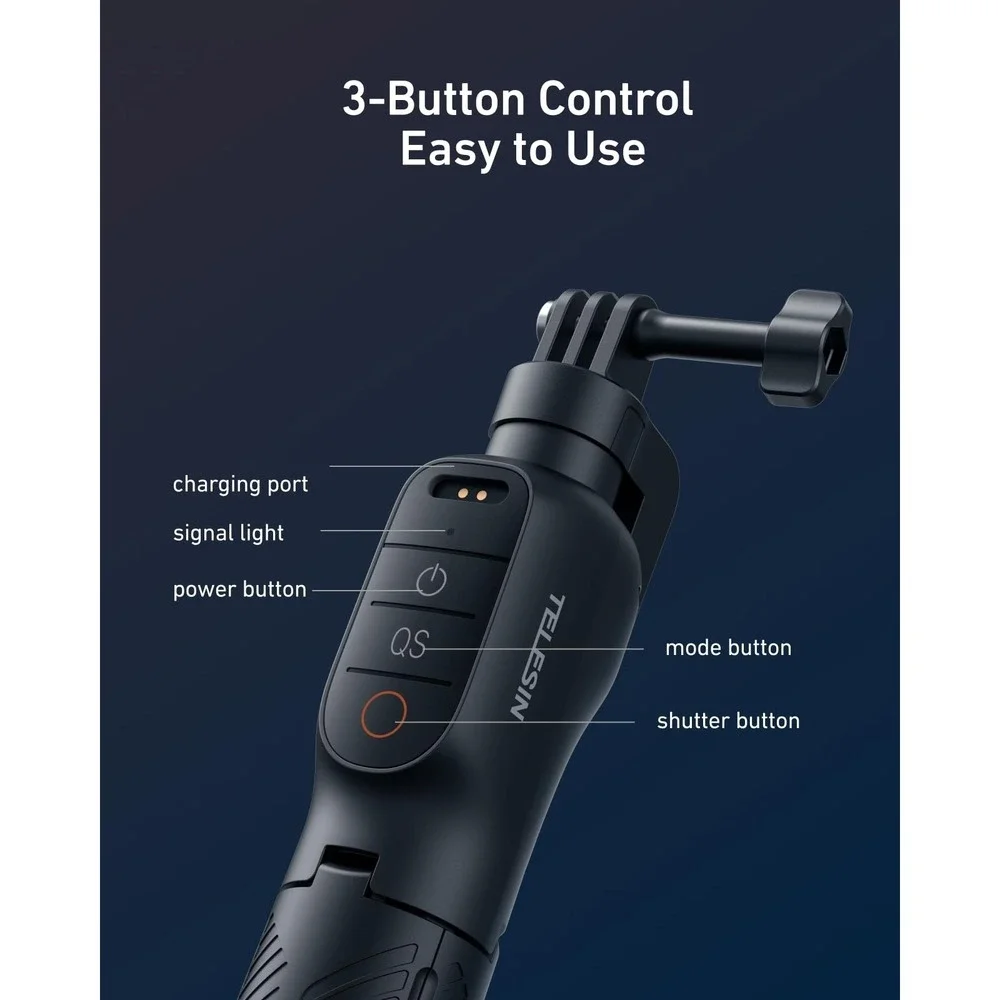 TELESIN Bluetooth Floating Selfie Stick Tripod DJI Osmo Action 6 5 Pro 4 15M